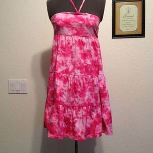 Pink tye dye halter dress