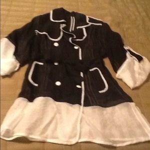 BUNDLE Double breasted black & white sheer/chiffon