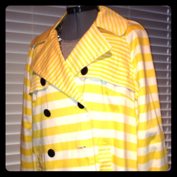 Outerwear - HOLD- Bright Yellow and White Stripe Jacket- NWT!