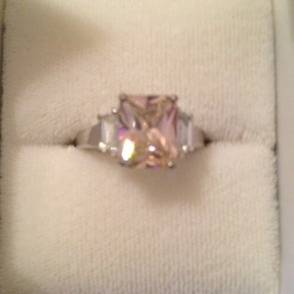 Pink with cubic zirconia diamond ring