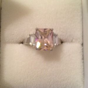 Pink with cubic zirconia diamond ring