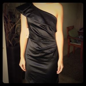 New Eliza J Black one shoulder dress size 2
