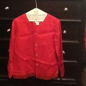 Red linen shell and jacket