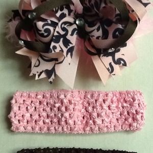 🎀Pink and Black Bow with Headband🎀