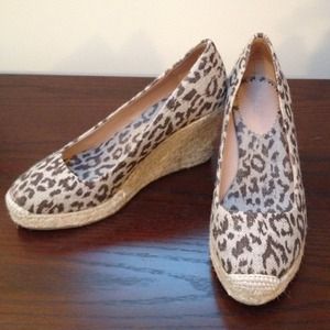 J Crew chocolate leopard Seville Espadrille Wedges