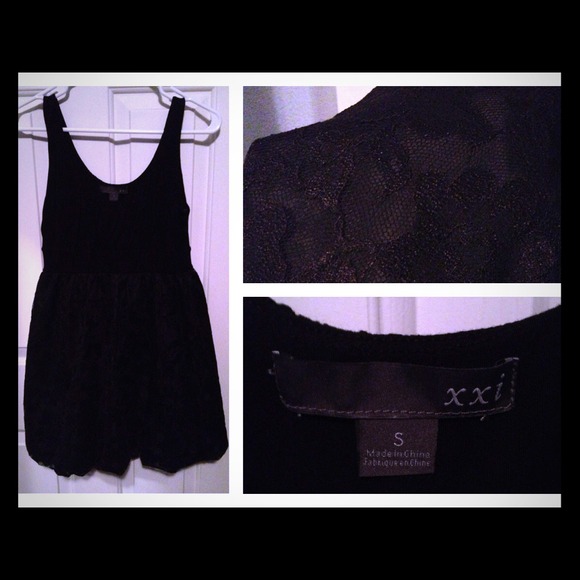 FOREVER 21 black lace bubble dress