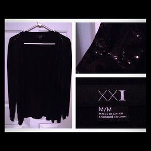 FOREVER 21 black sequined cardigan