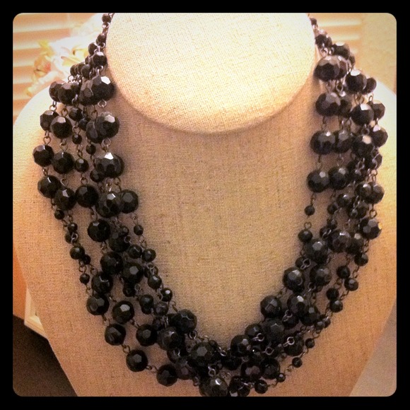 ✨SOLD! Black beaded layer statement necklace