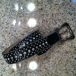 Guess rhinestone leather belt