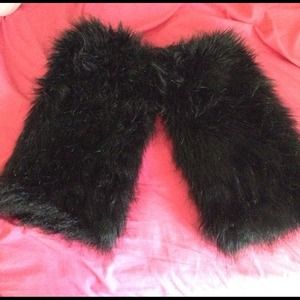 Black Furry Leg Warmers