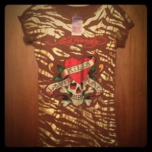 Ed Hardy brown and gold t-shirt