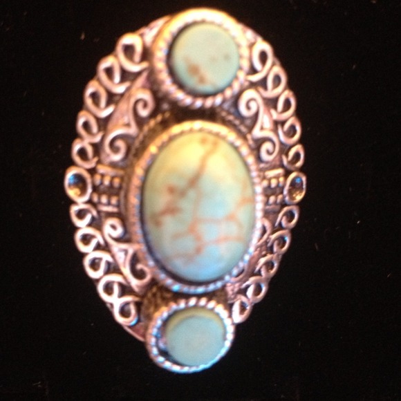 Adjustable Faux Turquoise Ring - Picture 1 of 3