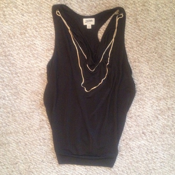 Jersey, racer back tank with gold necklace detail