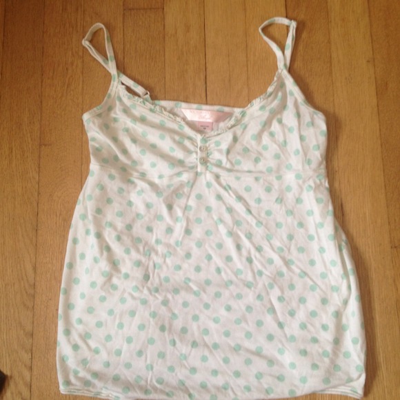 White w/light teal polkadot Victoria's Secret tank