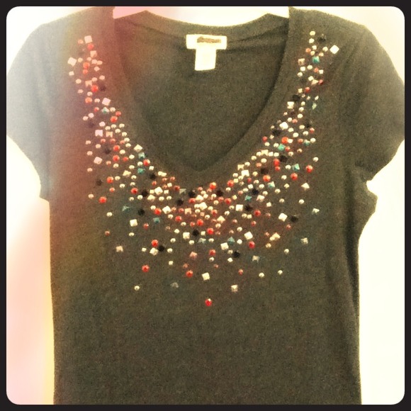 Studded V-neck
