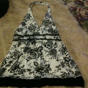 White and black halter style top