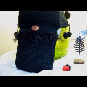 Brand new black furry pouch