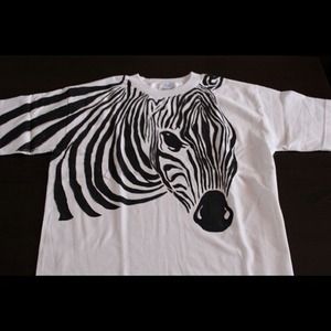 Hand painted zebra t- shirt