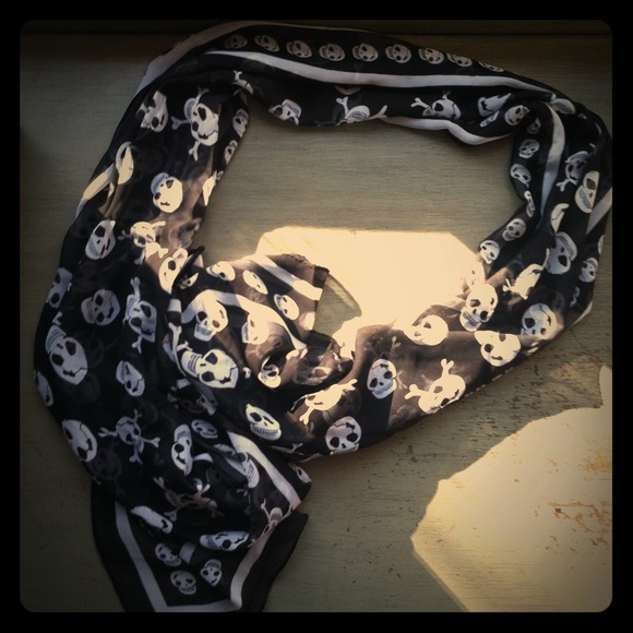 Sheer satin skull scarf