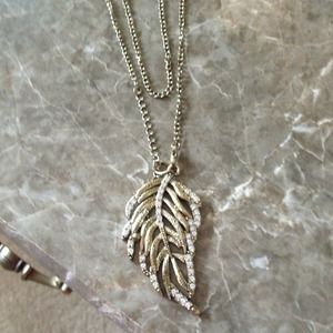 Gold Blinged Leaf necklace