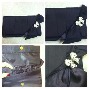 Estée Lauder Handbags - Estee Lauder dark purple satin bow clutch Estée Lauder Handbags - Estee Lauder dark purple satin bow clutch