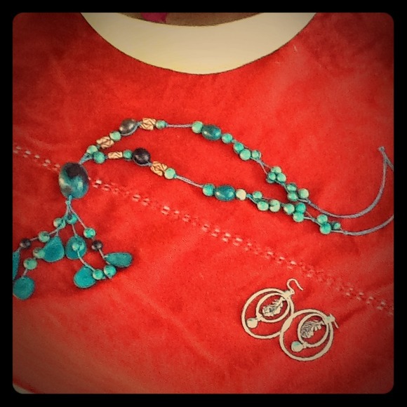 Beautiful blue long necklace.