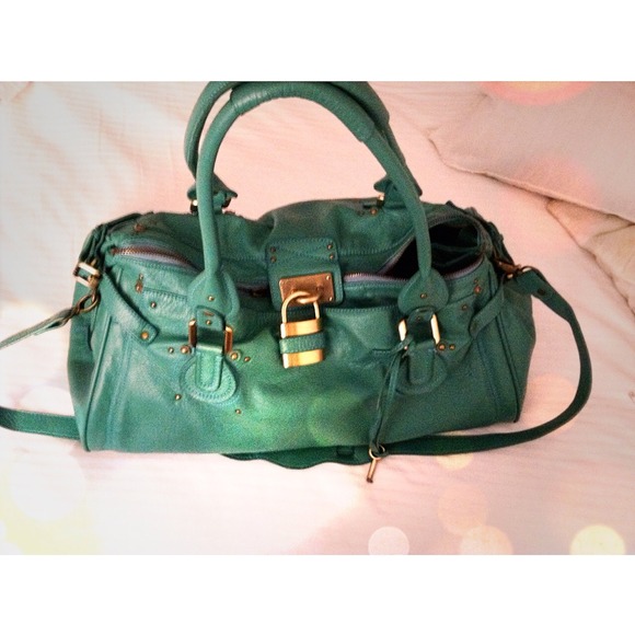 Teal green real leather Chloe bag