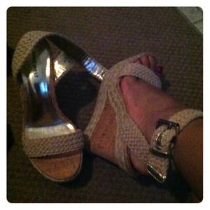 Nine West Fabric upper with gold scents