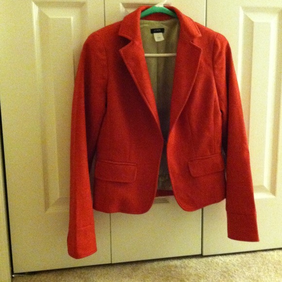 J.Crew Bright Coral Herringbone Wool Blazer - Picture 1 of 4