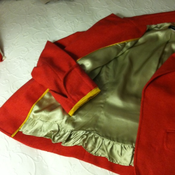 J.Crew Bright Coral Herringbone Wool Blazer - Picture 2 of 4