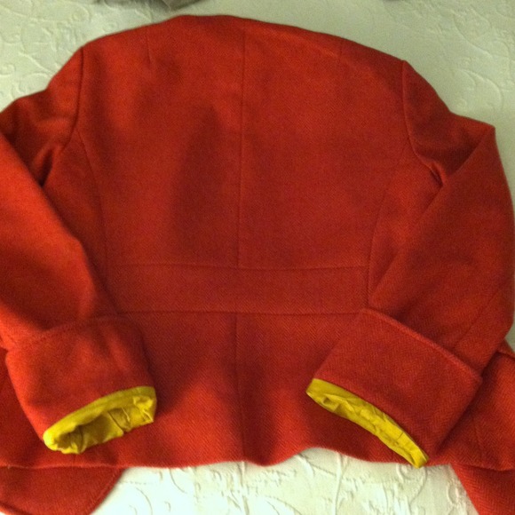 J.Crew Bright Coral Herringbone Wool Blazer - Picture 3 of 4