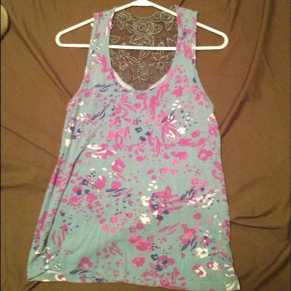 Tank top with lace detail.