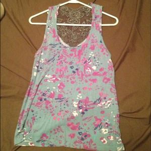 Tank top with lace detail.