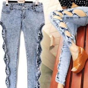 open sided bow knot pants- brand new