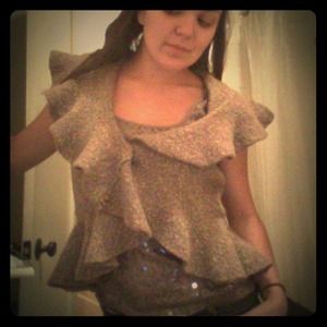 Warm cocoa brown boucle crop