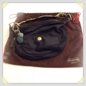 Coach black satin small hobo