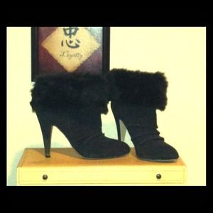 Black suede heel JLo boots
