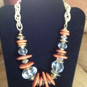 Bead with faux stone necklace