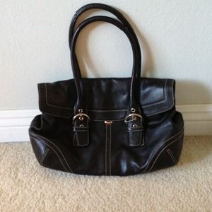 Black leather coach bag
