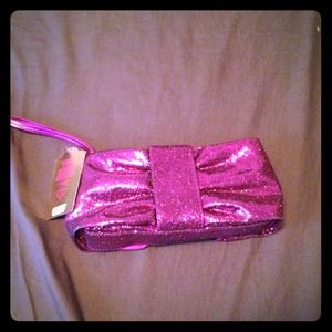 Pink sparkle clutch/wristlet