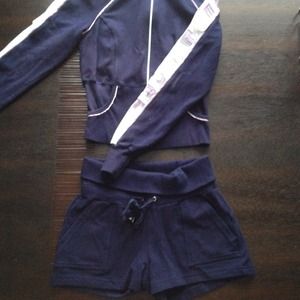 Bebe sport zip up sweatshirt and draw string short