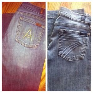 2pairs of seven7 denim jeans( for all man kind)