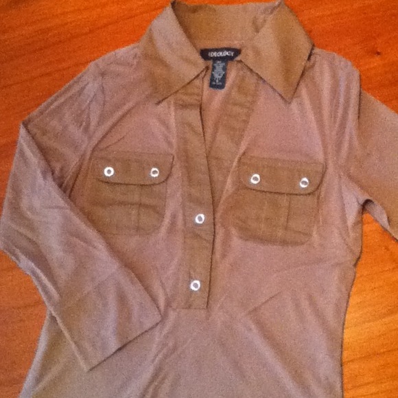Brown mesh 3/4 sleeve top