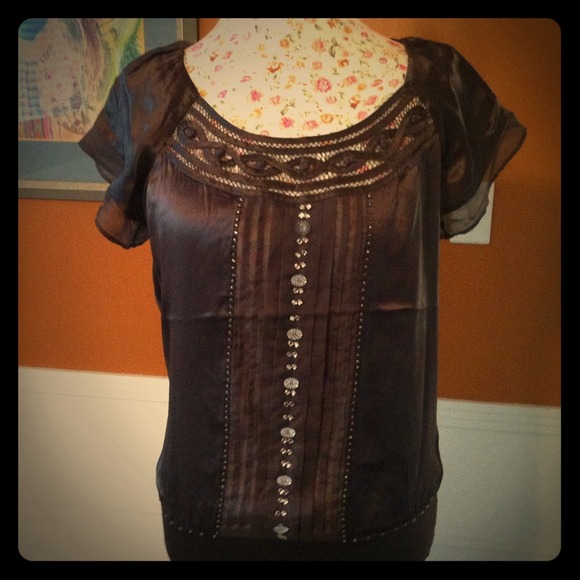 Beautiful brown silk Matty M top HOLD