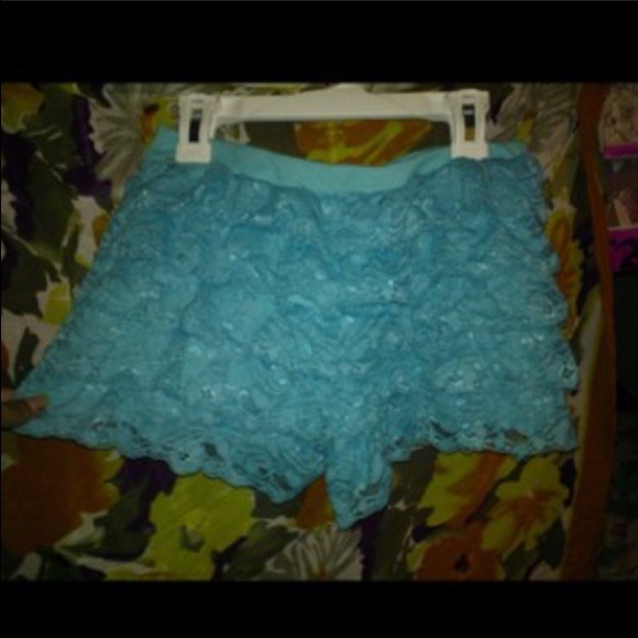 Lace shorts.