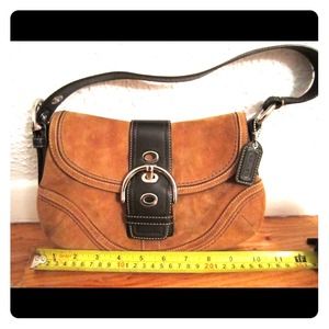 Coach soho suede hobo flap handbag