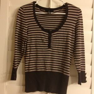 *Sold* Brown striped 3/4 length sleeve H&M sweater