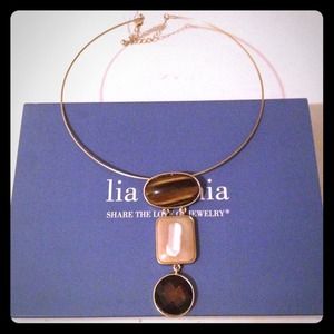 Lia Sophia Gem Stone choker statement necklace NWT