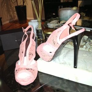 NWT Aldo sz 39 open toe pink cutout leather heels