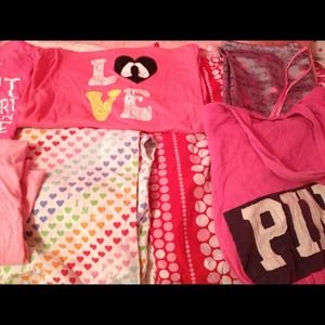 RESERVED***Lot of sleep wear and VS pink bag